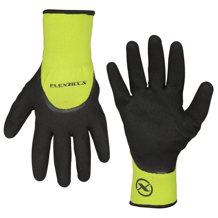 LEGACY Flexzilla? 3/4 Nitrile Dip Winter Gloves, Black/ZillaGreen?, L GC180L